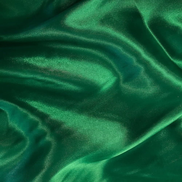 60" inches Wide - by The Yard - Charmeuse Bridal Satin Fabric for Wedding, Apparel, Crafts, Decor, Costumes - KELLY GREEN