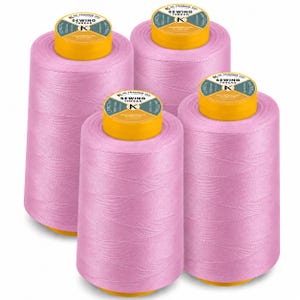 AK Trading 4-Pack Rose Pink All Purpose Sewing Thread Cones (6000 Yards Each) of High Tensile Polyester Thread Spools for Sewing,...