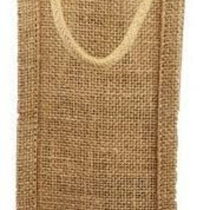 Eco-Friendly Reusable Single Bottle Burlap Jute Wine Gift Bag with Rope Handle - Natural