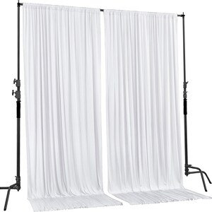 10 feet Wide Polyester Backdrop Drapes Curtains Panels with Rod Pockets Wedding Ceremony Party Home Window Decorations WHITE image 2
