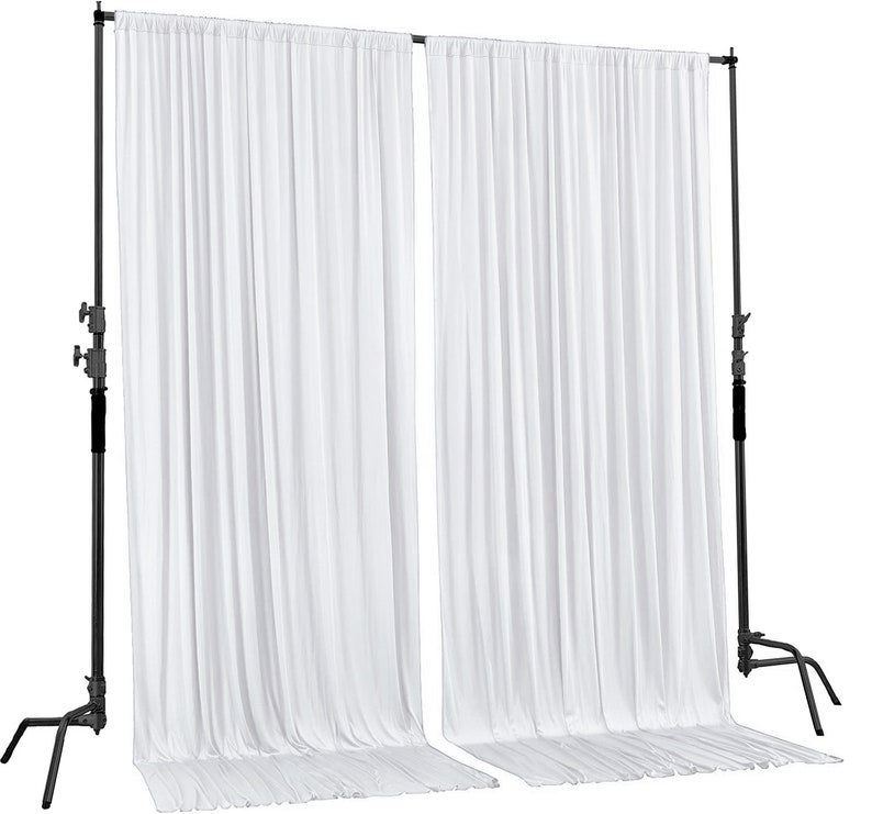 10 feet Wide Polyester Backdrop Drapes Curtains Panels with Rod Pockets Wedding Ceremony Party Home Window Decorations WHITE image 2