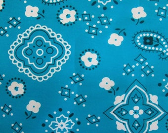 Bandana Turquoise Poly Cotton 58 Wide Fabric by The Yard (F.E.