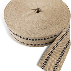 AK TRADING CO. Upholstery/Craft Jute Webbing (Burlap) -Natural W/Black Stripes