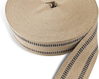 AK TRADING CO. Upholstery/Craft Jute Webbing (Burlap) -Natural W/Black Stripes