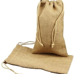 Burlap Jute Favor Bags (Pack of 12) - Select from 8 Colors Available in 3 Sizes (6"x10", Natural)