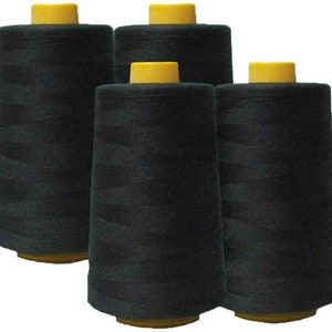 AK Trading 4-Pack Black All Purpose Sewing Thread Cones (6000 Yards Each) of High Tensile Polyester Thread Spools for Sewing, Quilting,...