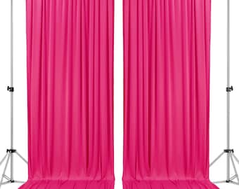 10 feet Wide (IFR) Polyester Backdrop Drapes Curtains Panels with Rod Pockets - Wedding Ceremony Party Home Window Decoration - FUCHSIA