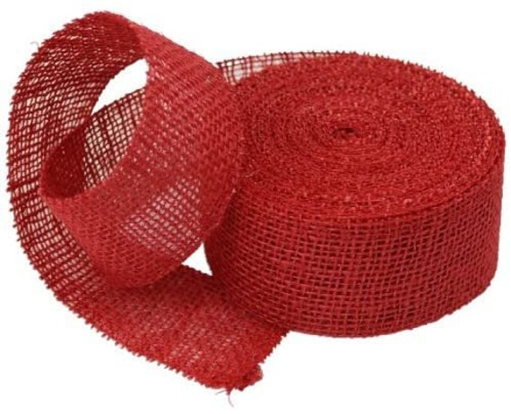 2 inch Burlap Jute Ribbon for Party Decorations, Rustic Wedding Decor, Craft Projects - Red