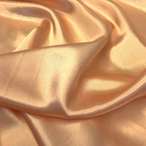 60&quot; inches Wide - by The Yard - Charmeuse Bridal Satin Fabric for Wedding, Apparel, Crafts, Decor, Costumes - PEACH