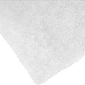 May include: White, non-woven fabric sheet. The fabric is soft and has a slightly textured surface.