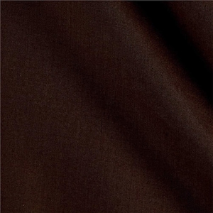 May include: A close-up of a dark brown fabric with a smooth, even texture. The fabric has a slight sheen and is wrinkle-free.