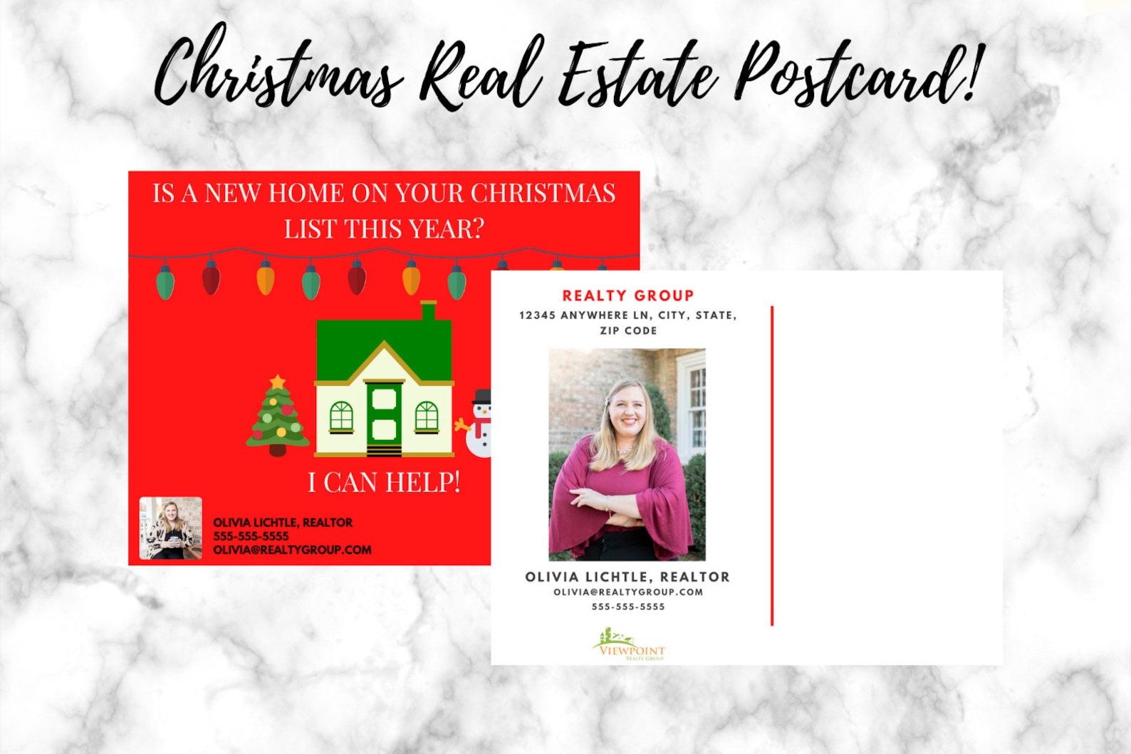 Real Estate Christmas Postcard Holiday Post Card Real Estate Postcard
