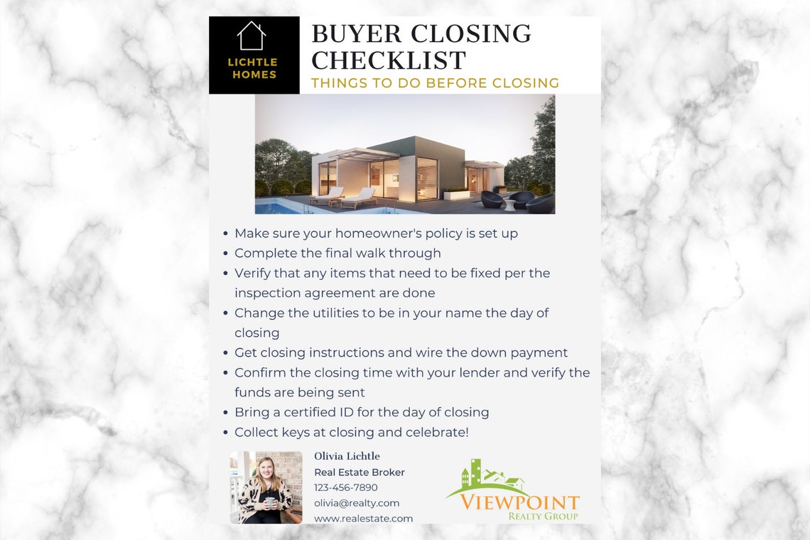 Real Estate Buyer Closing Checklist Flyer | Real Estate Template | Real ...