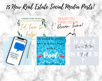 Summer Real Estate Instagram Posts | Real Estate Facebook Posts | Real Estate Marketing | Canva | Real Estate Templates | Social Media