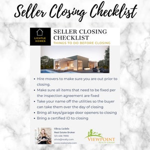 Real Estate Seller Closing Checklist Flyer | Real Estate Template | Real Estate Marketing | Real Estate Agent Content | Editable Template