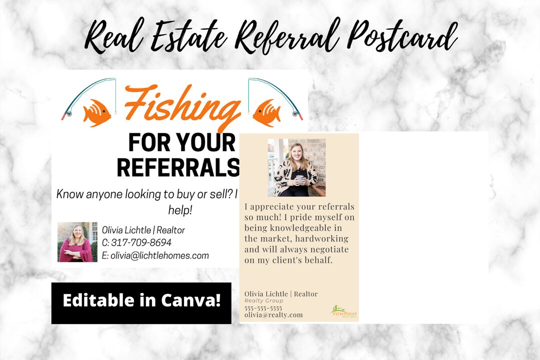 Real Estate Referral Postcard, Real Estate Postcard, Fishing for Your