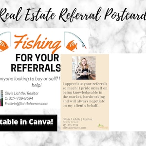 Real Estate Referral Postcard, Real Estate Postcard, Fishing for Your Referrals Postcard, Real Estate Mailer, Asking for Referrals, Editable