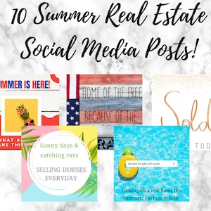 Real Estate Summer Social Media Posts | Realtor Summer Posts | Instagram and Facebook Posts | Real Estate Marketing | Social Media Marketing