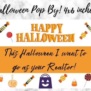 Halloween Pop By Tag, Makler Pop By, Dieses Halloween möchte ich als Ihr Makler gehen, Halloween Pop By Ideen, Marketing