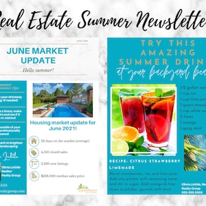Real Estate Newsletter | Summer Newsletter | June Newsletter | Email Marketing | Real Estate Template | Editable | Realtor Summer Newsletter