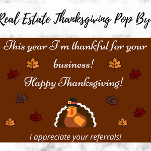 Real Estate Thanksgiving Pop By | Real Estate Pop By Tag | Real Estate Pop By Ideas | Printable Pop By | Instant Download | Pop By Ideas