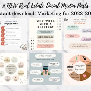 8 NEW Real Estate Social Media Graphics for 2022 & 2023! Real Estate Marketing | Digital Download | Realtor Content | Real Estate Template