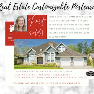 Real Estate Just Sold Postkarte | Canva Bearbeitbar | Sofort Download | Makler Postkarte | Real Estate Marketing Postkarte | Maklervorlage