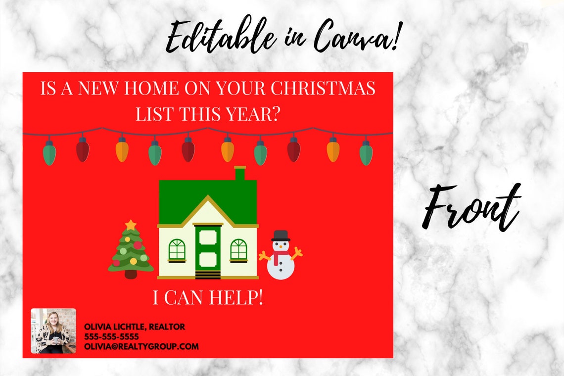 Real Estate Christmas Postcard Holiday Post Card Real Estate Postcard