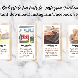 Real Estate Fun Facts 2022 | Instagram Story Posts | Facebook Story Posts | Instant Download | Real Estate Marketing | Realtor Content