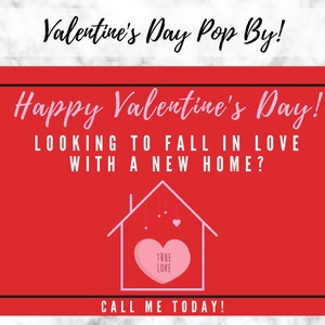 Real Estate Valentine's Day Pop By | Real Estate Pop By | Pop By Tag | Printable Pop By | Valentine's Day | Real Estate Marketing | Download