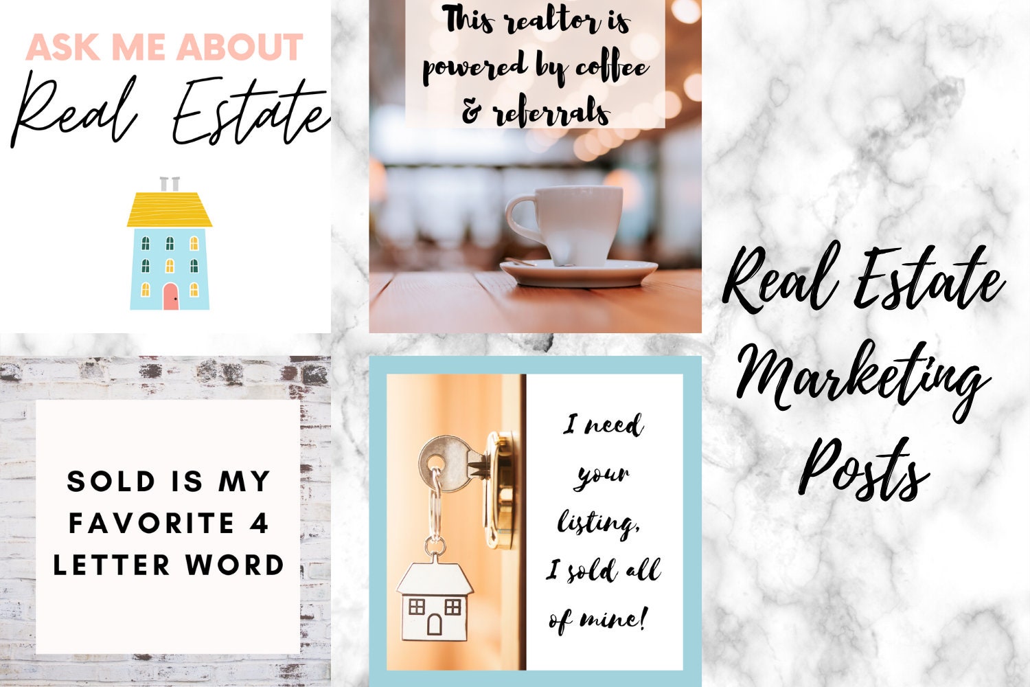 Real Estate Social Media Posts Bundle for Marketing, Realtor Social ...