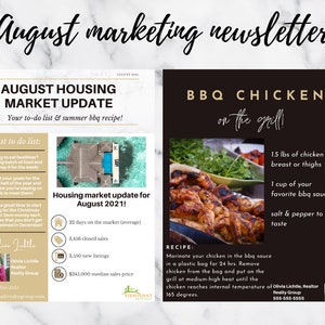Real Estate Marketing Newsletter | August Newsletter | Email Marketing | Real Estate Template | Realtor Marketing | Editable in Canva