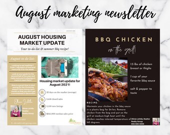 Real Estate Marketing Newsletter | August Newsletter | Email Marketing | Real Estate Template | Realtor Marketing | Editable in Canva