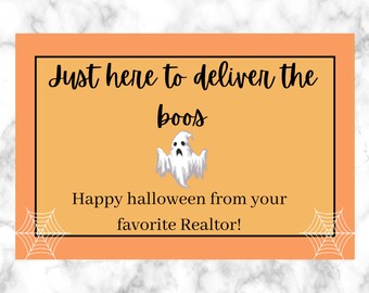 Real Estate Halloween Pop By Tag, Just Here to Deliver the Boos, Halloween Pop By Tag, Pop By Tag, Realtor Pop By Tag Ideas, Funny Pop By
