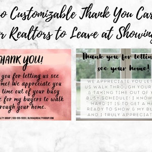 Real Estate Thank You Cards for Showings | Realtor Thank You Cards | Editable Thank You Cards | Real Estate Template | Real Estate Marketing