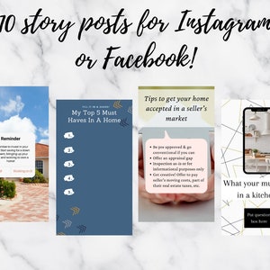 Real Estate Story Posts for Instagram and Facebook | Real Estate Marketing | Social Media Posts | Instant Download | Instagram Stories