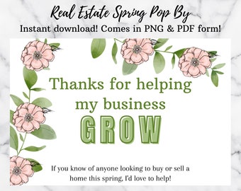 Real Estate 2022 Spring Pop By Tag | Pop By Card | Pop By Tag | Real Estate Marketing | Realtor Marketing | Instant Download | PNG, PDF