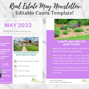 Real Estate May 2022 Newsletter Template | Real Estate Email Marketing | Canva Template | Summer Marketing | Email Newsletter | Download