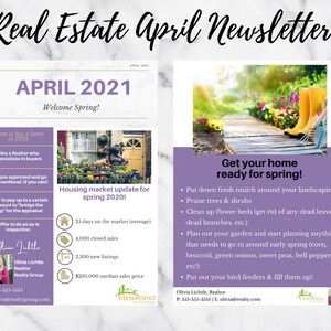 Real Estate April Newsletter | Real Estate Spring Newsletter | Email Marketing | Real Estate Template | Realtor Email Marketing | Canva