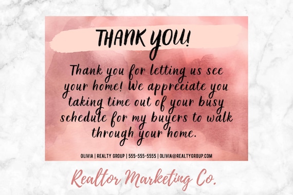 Real Estate Thank You Cards for Showings Realtor Thank You Cards Editable Thank  You Cards Real Estate Template Real Estate Marketing 