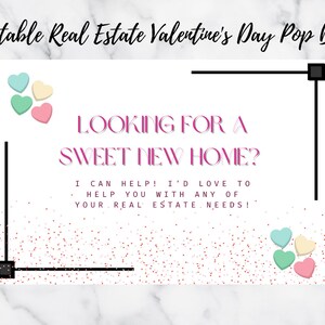 Valentinstag Pop By | Pop Per Karte | Pop By Ideen für Makler | Druckvorlage Pop By | Bearbeitbare Vorlage | Immobilienmarketing
