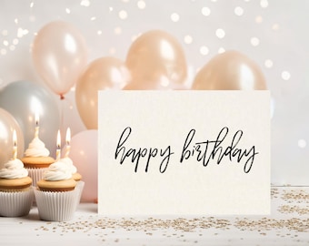 Handmade Happy Birthday Card: minialistic, Cardstock, Kraft Envelope