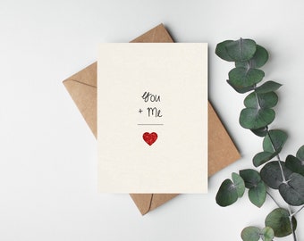 You and me card / girlfriend/ boyfriend/ wife/ husband/ fiancé/ cute card / anniversary card/ valentines/ romantic/valentine's