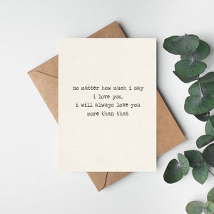 I Love You Card: Romantic Anniversary Card With Kraft Envelope - Etsy