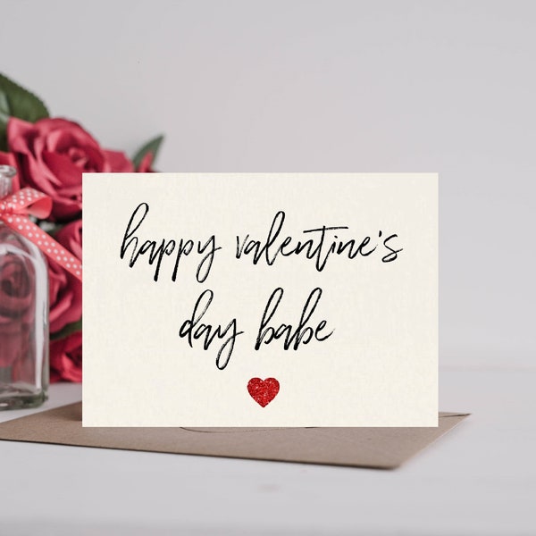 Happy Valentine’s Day Babe, girlfriend, wife, fiancé, boyfriend, husband, cute card, fiance, cute card, Minimalistic card, romantic