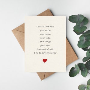 I am in love with your smile card/husband/ wife/ fiancé/ girlfriend/ boyfriend/ cute card/ Valentine’s, anniversary, romantic image 1