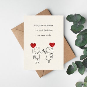 Anniversary card, best decision, valentines card, valentine&#39;s card, husband, wife, cute card, celebrate, minimalistic, handmade, romantic