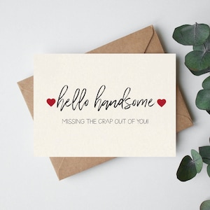 miss you handsome car/boyfriend/fiancé/husband/miss you card, friend, Personalizable