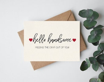 miss you handsome car/boyfriend/fiancé/husband/miss you card, friend, Personalizable