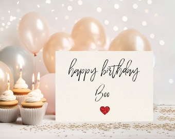 Happy birthday boo card, Cute birthday card, Birthday card for Girlfriend, boyfriend, fiancé, wife, husband, birthday card, happy birthday